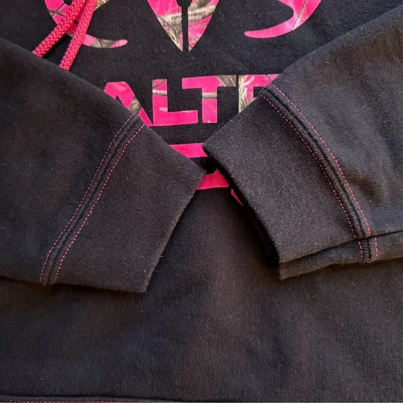 Realtree Unisex Black Hoodie with Pink Camo Accents Size XL Casual Streetwear - Picture 7 of 13